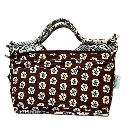 Vera Bradley Retired 2010 Slate Blooms The Gabby Quilted Tote Handbag Brown Gray - Picture 8 of 12